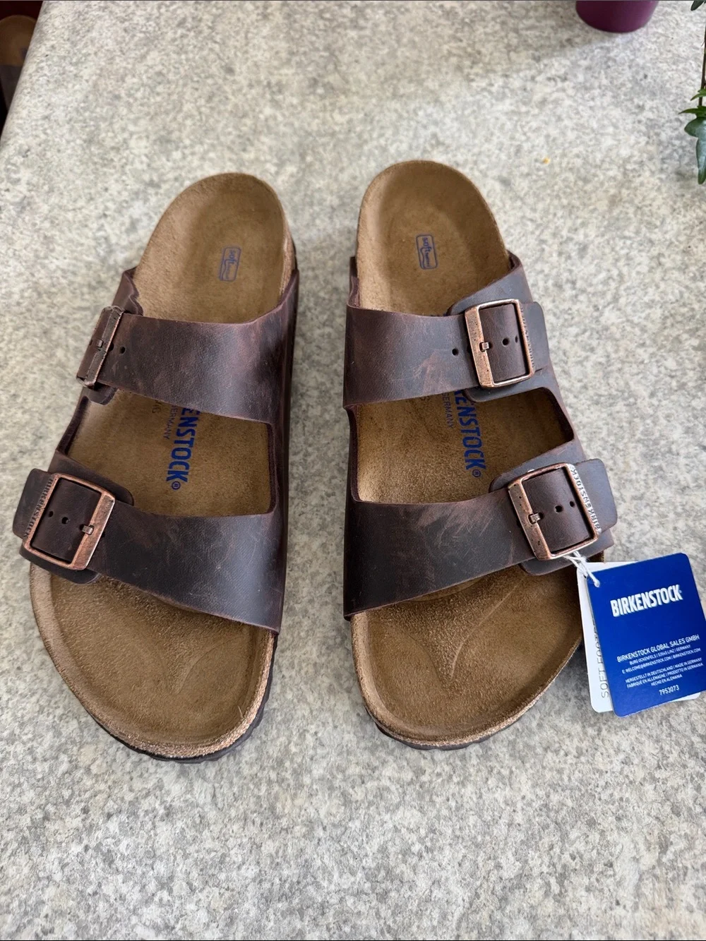 Birkenstock Men’s Arizona Soft Footbed Two-Strap Sandals in Brown - Size 44/M11 - Picture 1 of 7